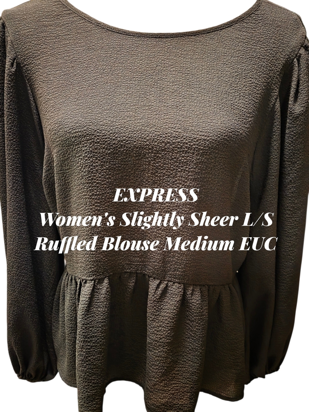 Express Women's Ruffled Long Sleeve Blouse - Olive